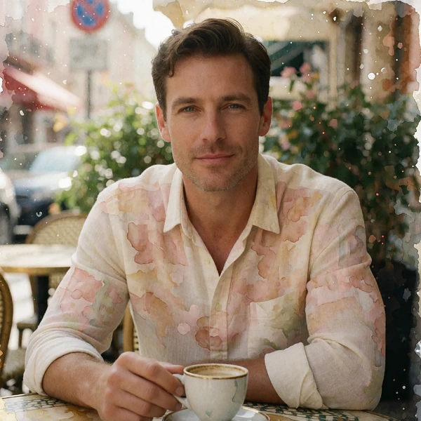Western man in his mid forties smiling at an outdoor café table, a MatchAsian member who shared his experience